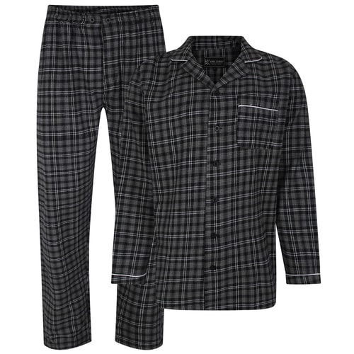 KAM Flanell-Pyjama-Set Schwarz